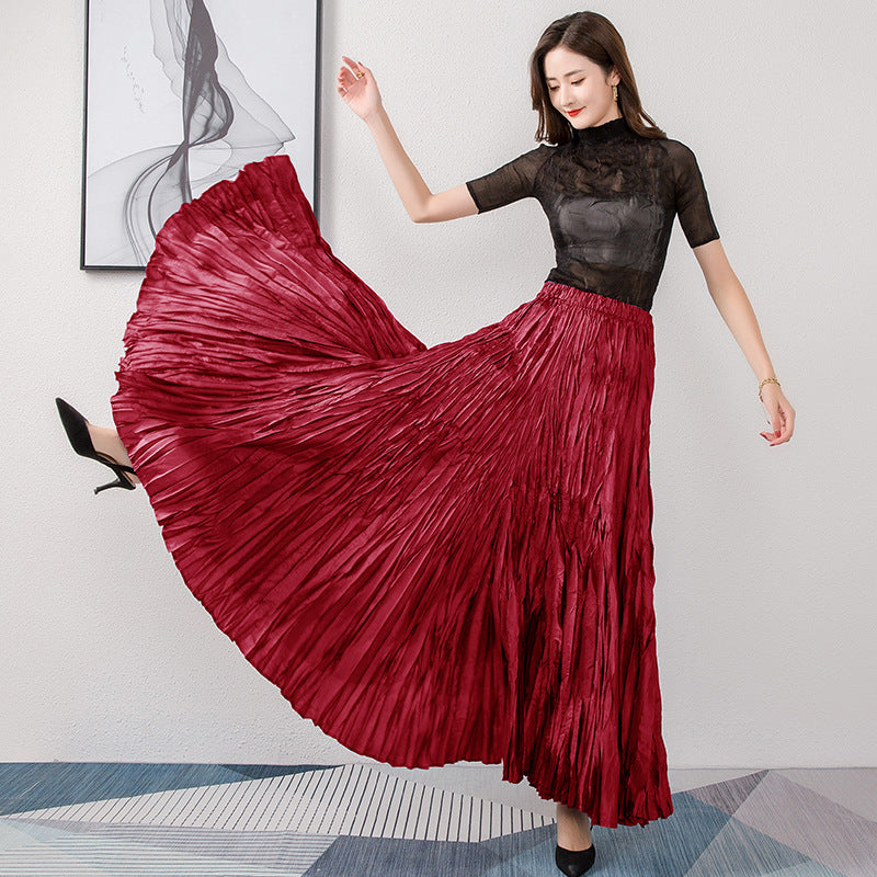Color Large High Waist Slimming Elastic Casual Skirt