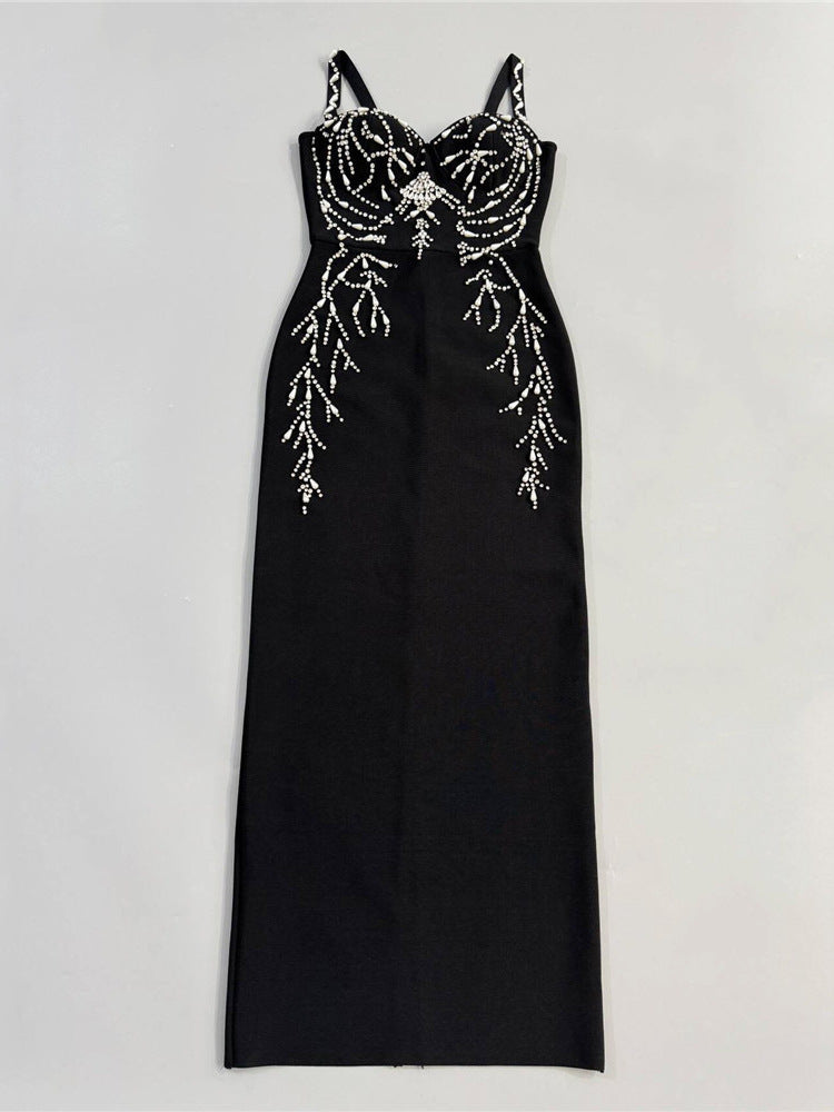 Set Diamond Sling Bandage Sexy Slim Sleeveless Fashion Backless Dress