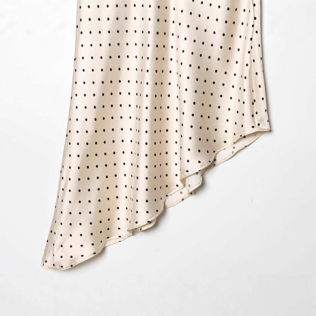 Women's Texture Asymmetric Polka Dot Silk Satin Fashion Picture Skirts