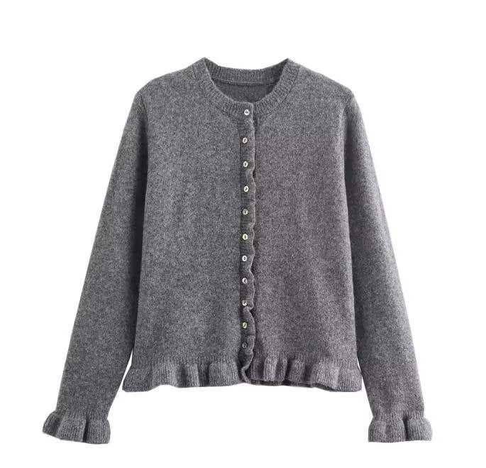 Glamorous Women's French Laminated Decoration Knitted Blouse