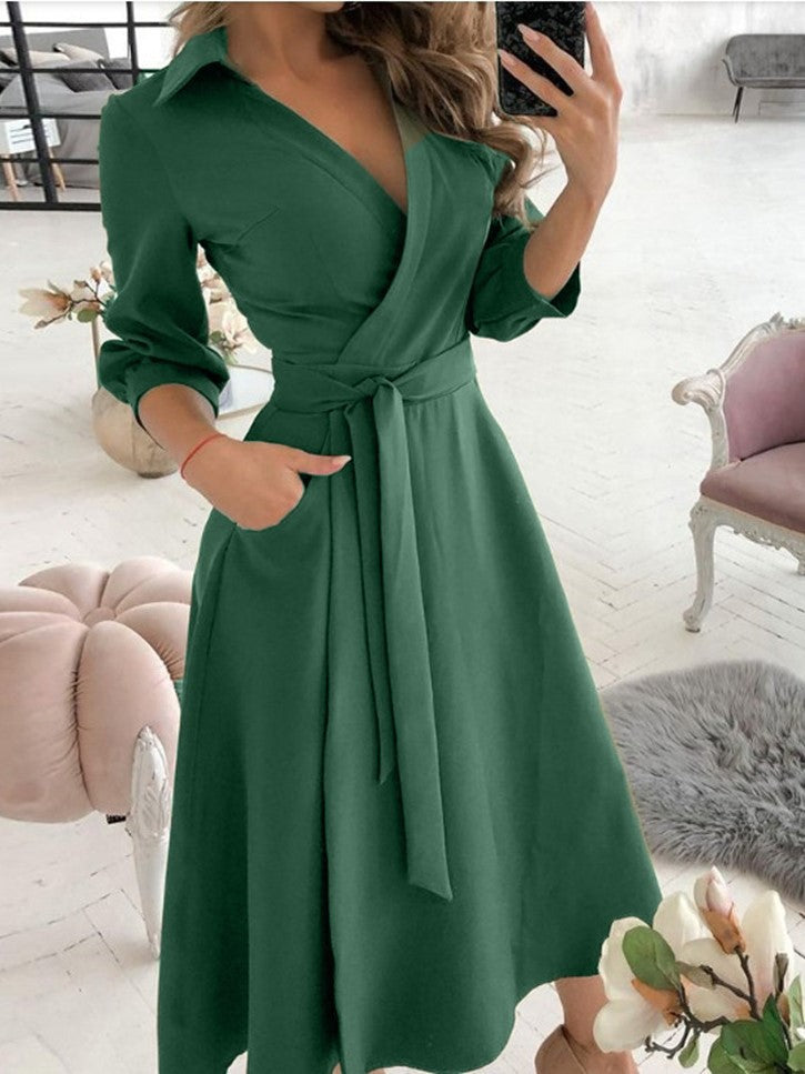 Women's Fashion Long Sleeve Printed Sheath Elegant Dress