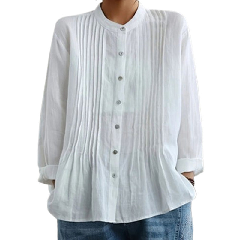 Women's Wild Solid Color Toothpick Strip Stand-up Blouse