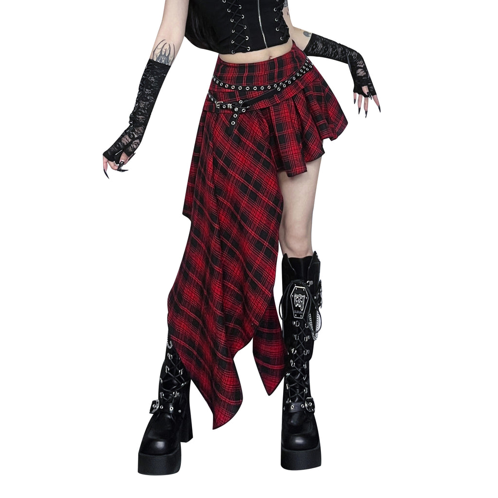 Irregular Plaid Elegant Hot Slim Fit Dark Skirt