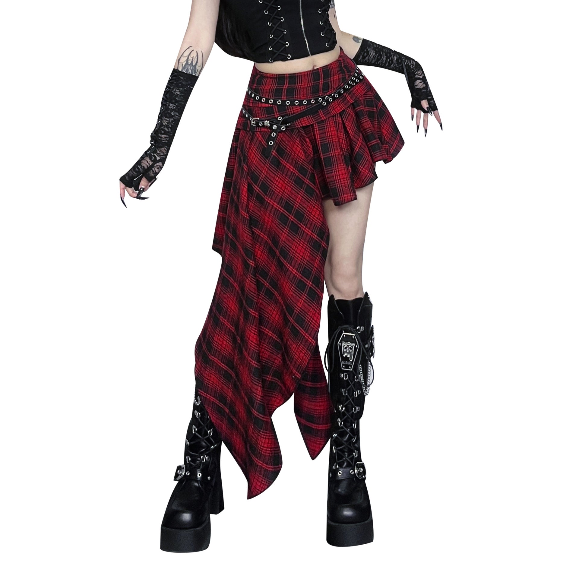 Irregular Plaid Elegant Hot Slim Fit Dark Skirt