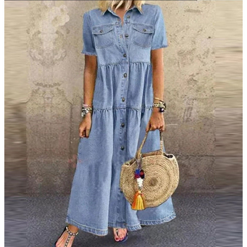 Casual Attractive Denim Style Long Distressed Dress
