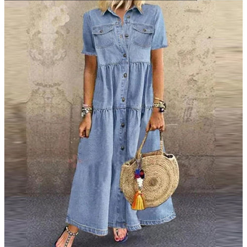 Casual Attractive Denim Style Long Distressed Dress