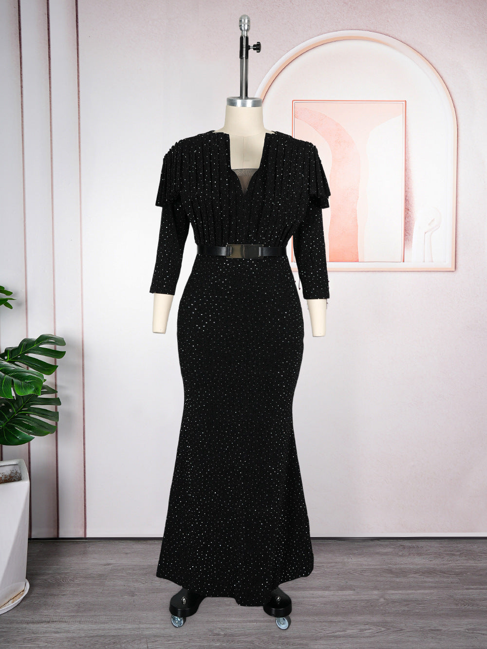 Women's African Wear Elegant Banquet Party Sequined Dress