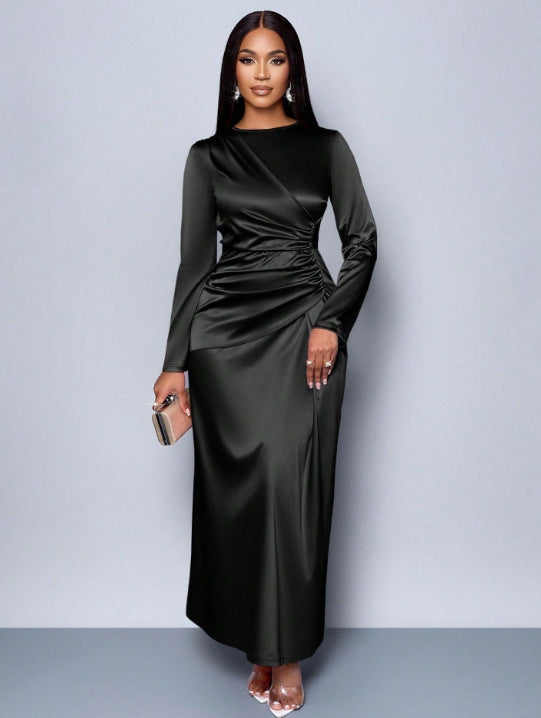 Solid Color High-grade Satin Fashion Elegant Dress
