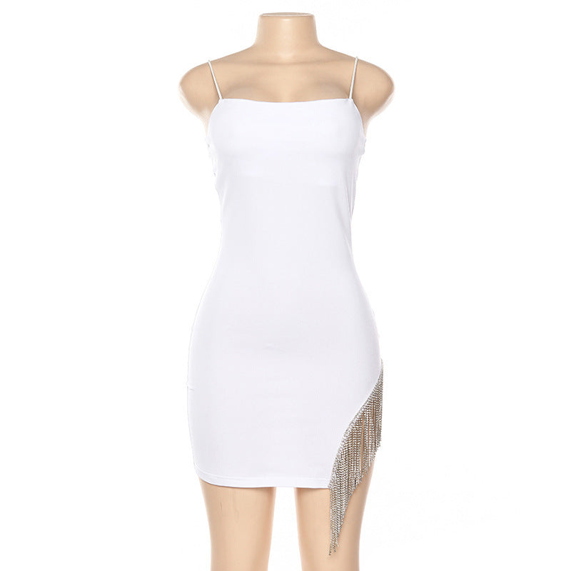 Women's Sexy Backless Pendant Hem Sling Sheath Dress