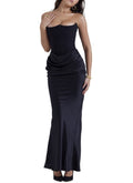 Waist Tube Fishbone Pleated Long Sheath Dress