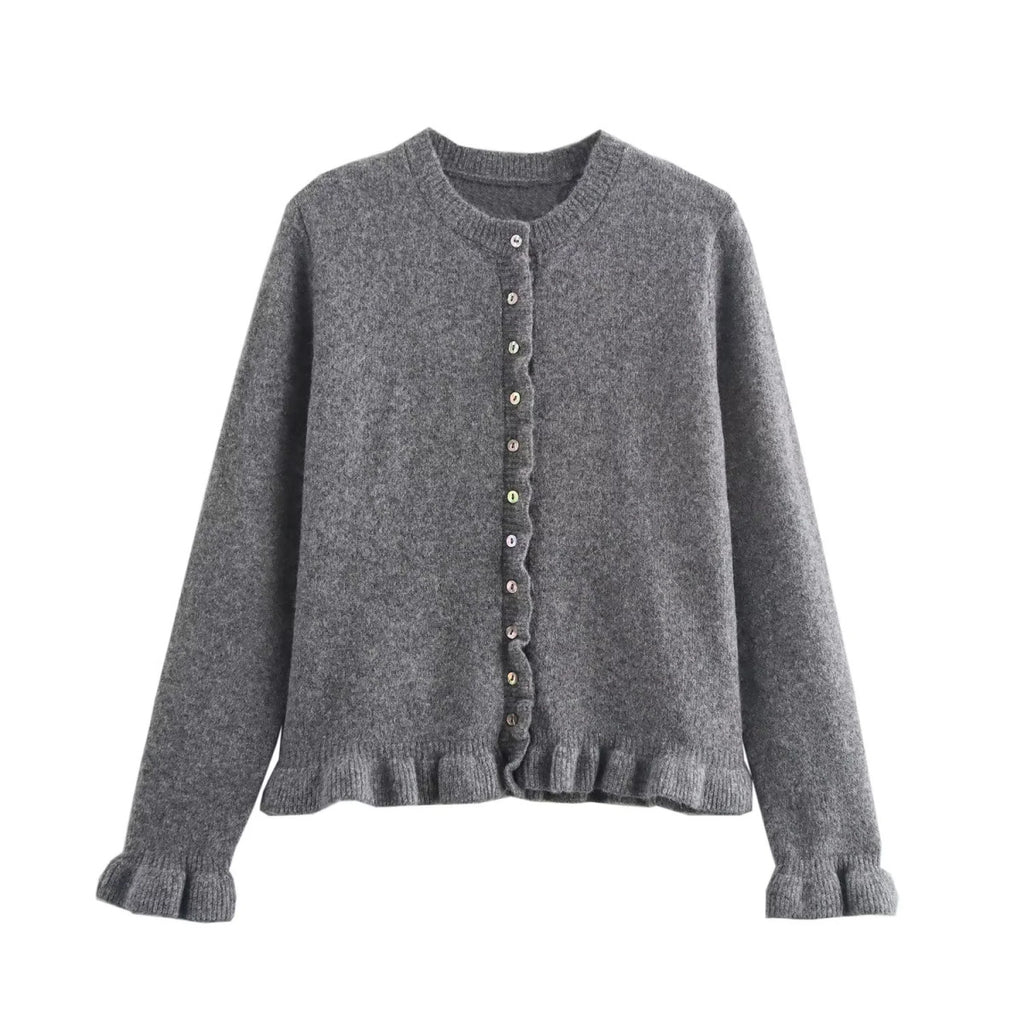 Autumn Temperament Crew Neck Simple Laminated Decoration Coats