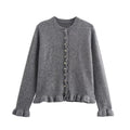 Autumn Temperament Crew Neck Simple Laminated Decoration Coats