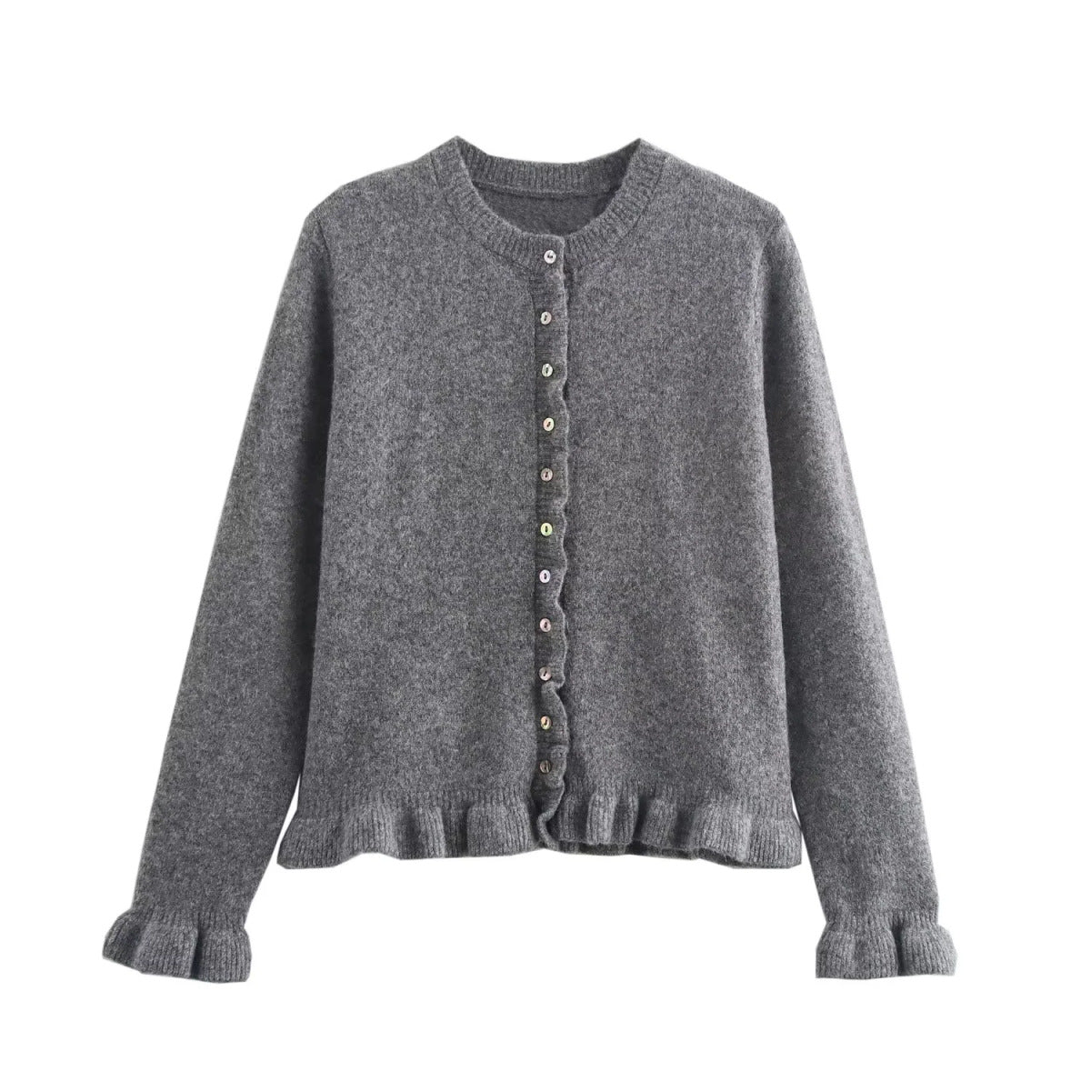 Autumn Temperament Crew Neck Simple Laminated Decoration Coats