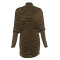 Women's Fashionable Temperamental Solid Color Pleated Sexy Dress