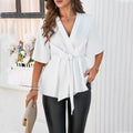 Women's Solid Color Elegant Sleeve Waist Blouse