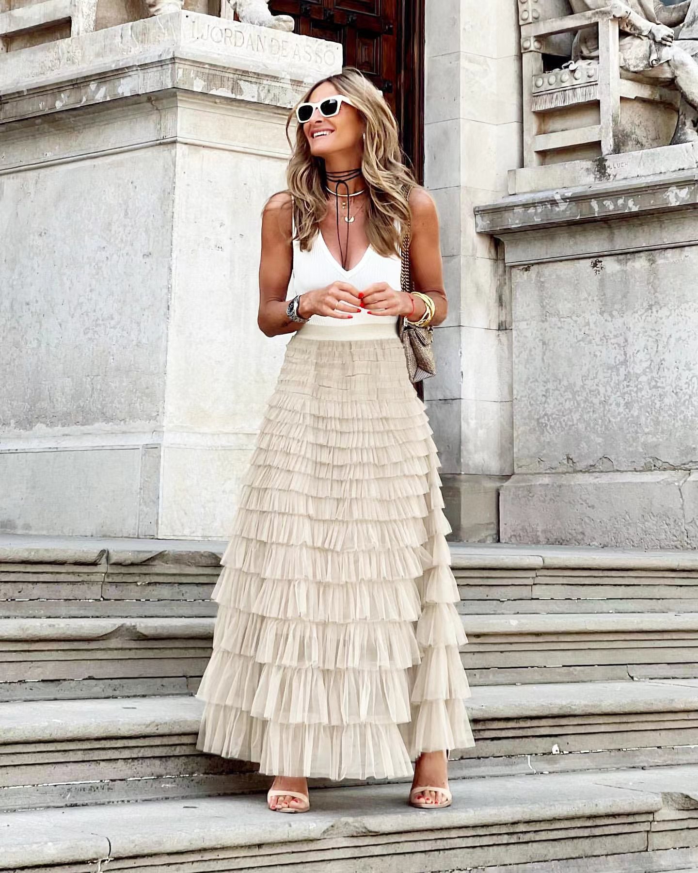 Women's Strictly Selected Summer Fashion Mesh Tiered Skirt