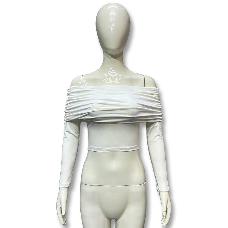 Attractive Sexy Fashion Tube Pleated Navel Women's T-shirt