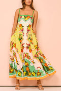 Women's Sexy Strap Positioning Printed Sleeveless High Waist Large Dress