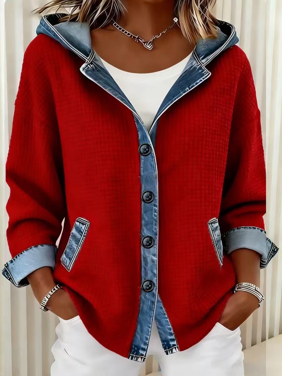 Cool Slouchy Women's Plaid Loose Hoodie Blouse
