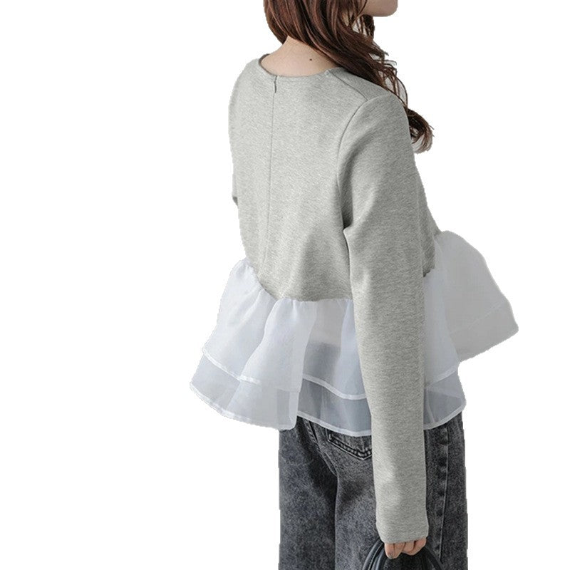 Women's Two Pieces Voile Stitching Thin Long-sleeved Tops