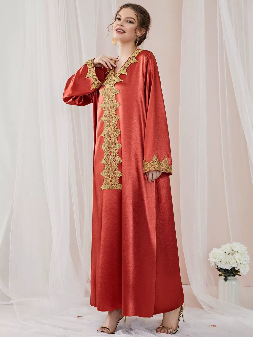 Durable Women's Muslim Wear Solid Color Dress