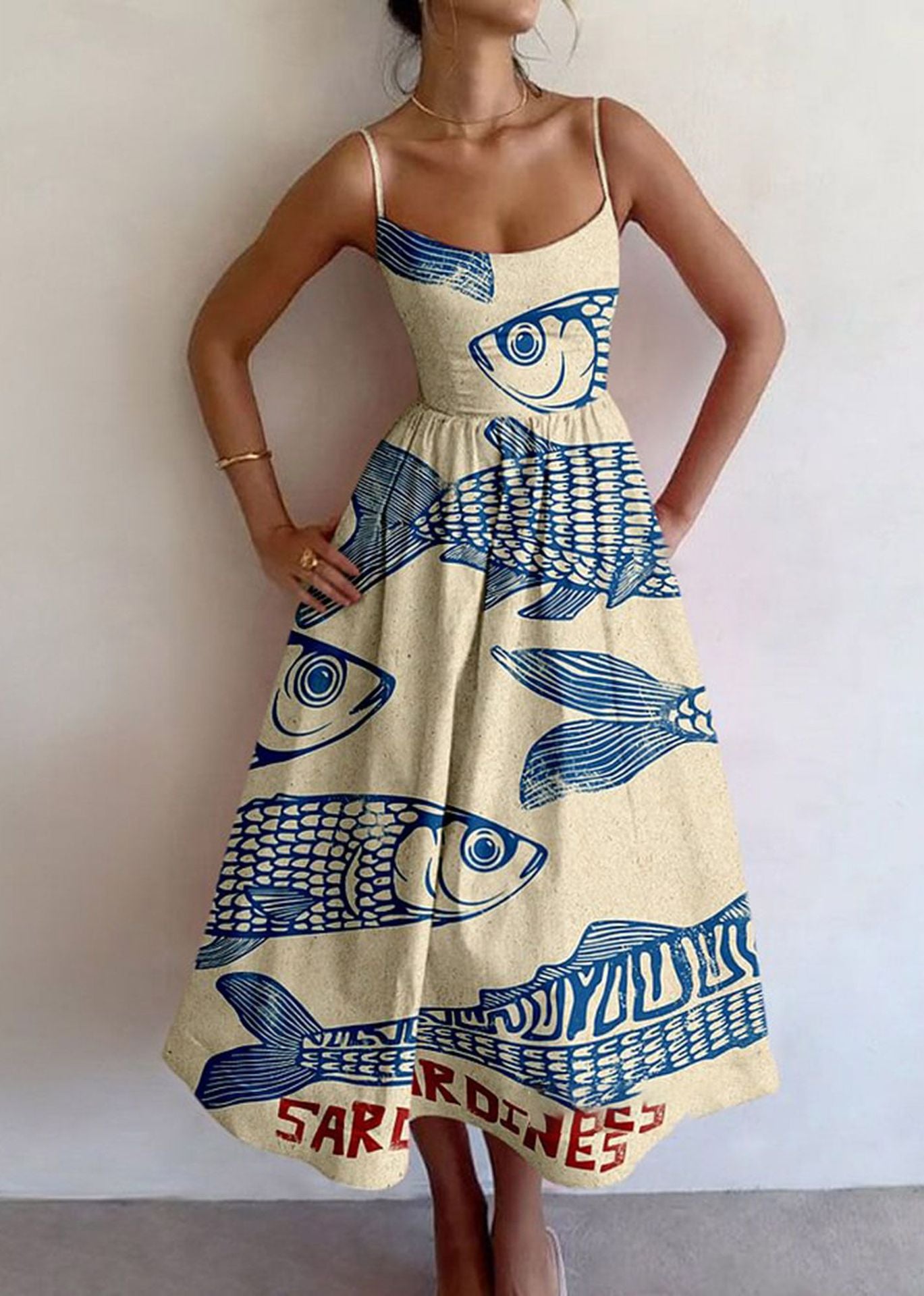 Women's Sling Long Digital Printing Large Dress