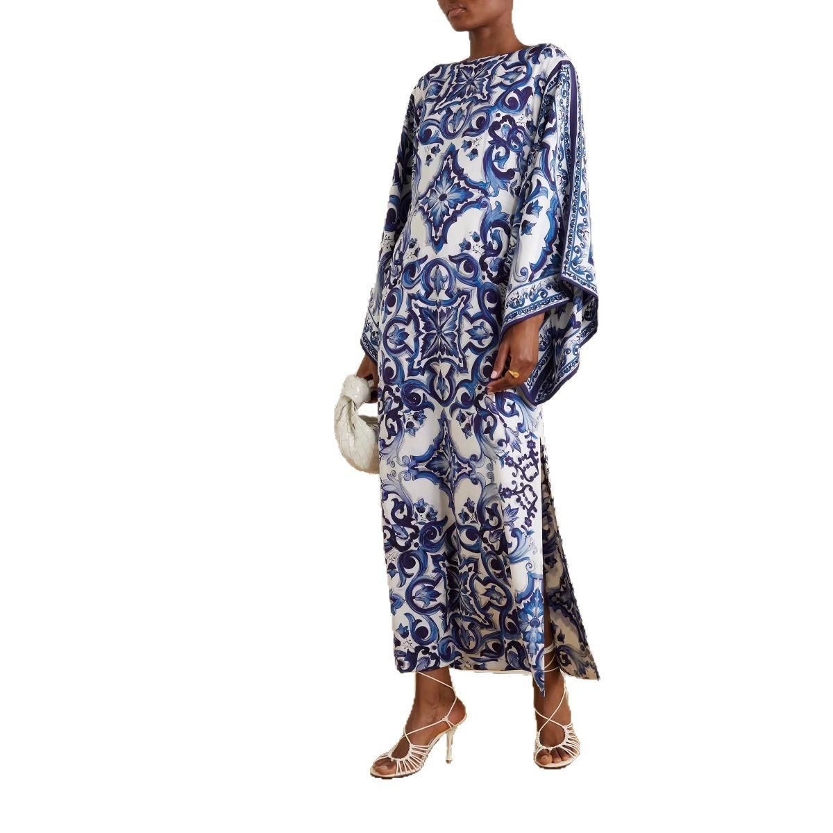 Fashion Blue White Porcelain Printed Loose Dress