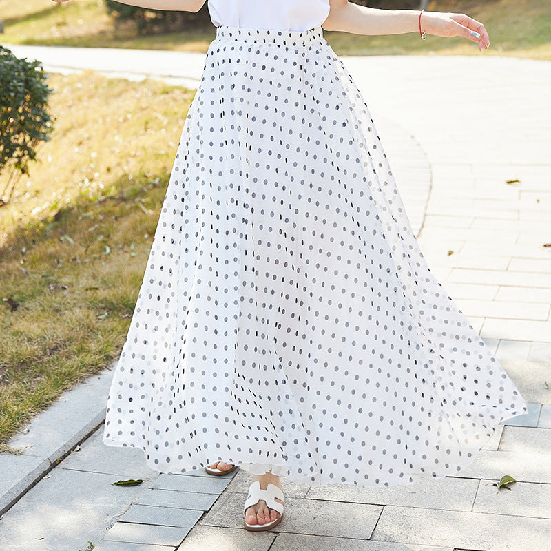 Women's Polka Dot Bohemian Large Swing Skirt