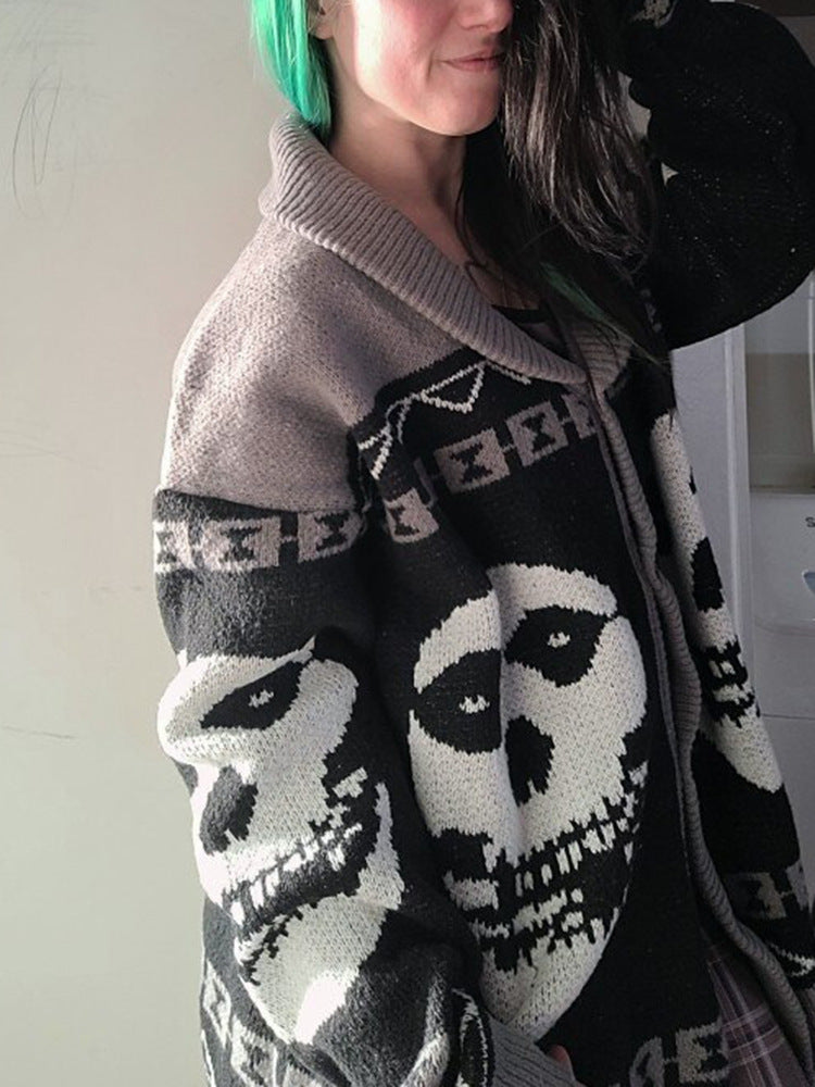 Male Female Personality Fashion Loose Lapels Women's Sweater