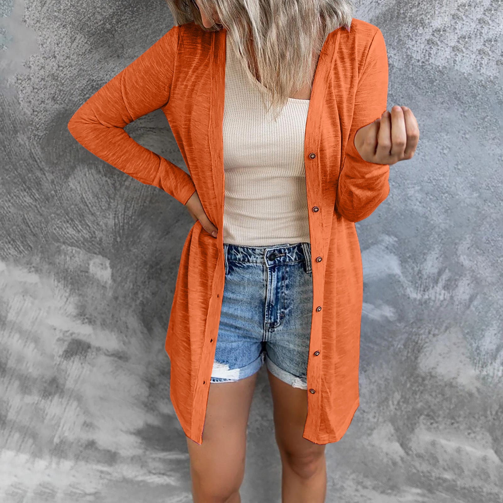 Protection Lightweight Breathable Pure Color Casual Versatile Long Cardigans