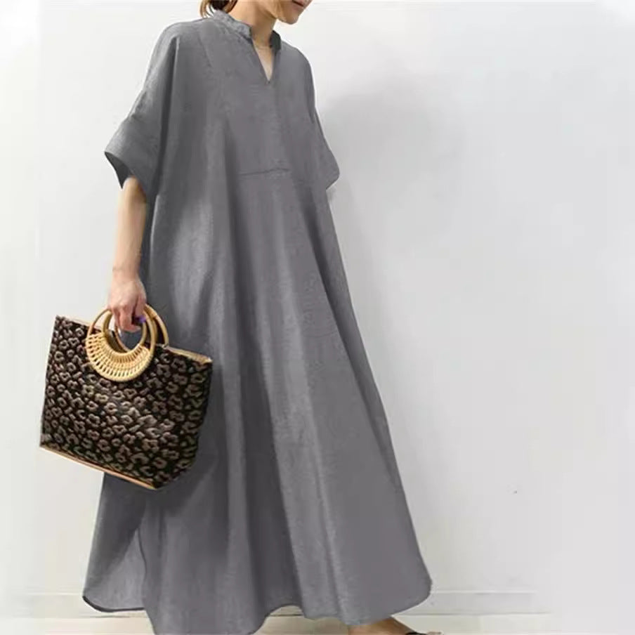Women's Solid Color Half Sleeve Long Casual Dress