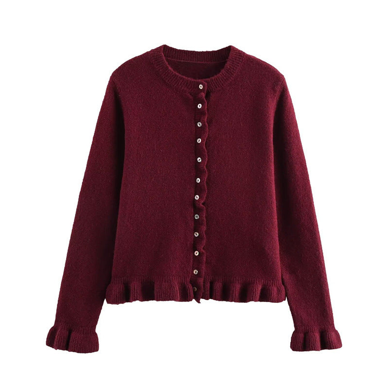 Autumn Temperament Crew Neck Simple Laminated Decoration Coats