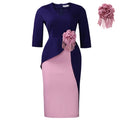 Solid Color Flower Temperament Pleated Half Sleeve Dress