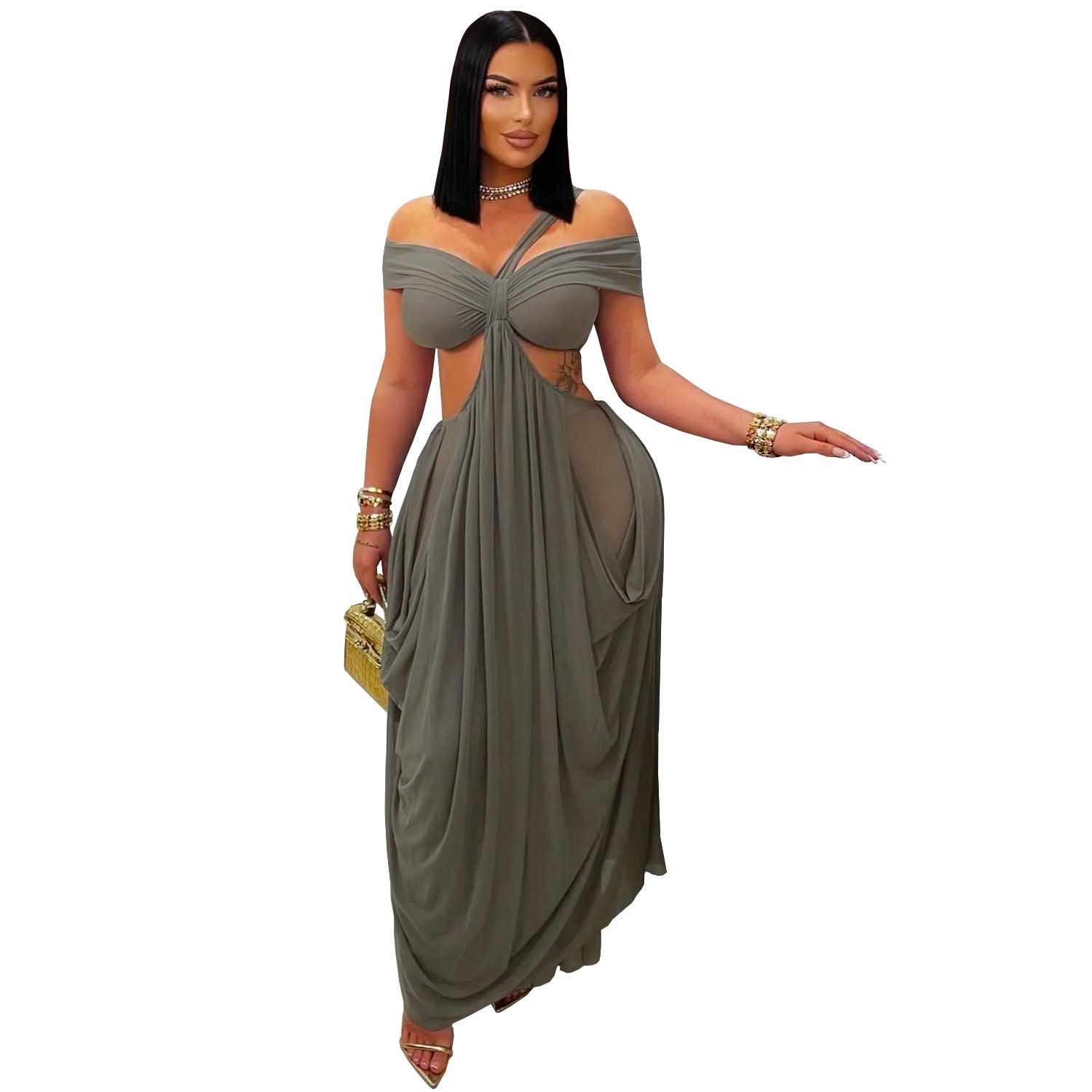 Women's Fashion Wear Sexy Bandeau Mesh Dress