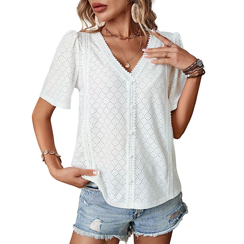 Women's Casual Lace Patchwork Pullover Shirt Blouse