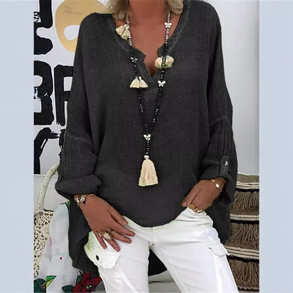 Trendy Creative Attractive Solid Color Long-sleeved Blouse