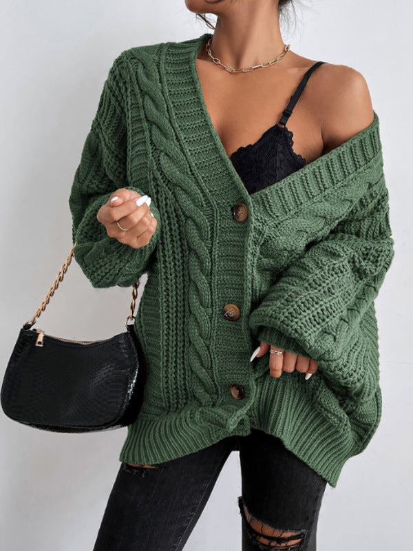 Women's Style Fashion Loose Twist Lantern Sleeve Coats