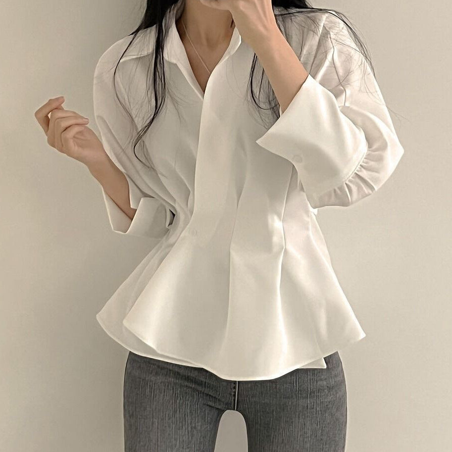 Western Style Ruffled Design Sense Niche Long Sleeve Blouse