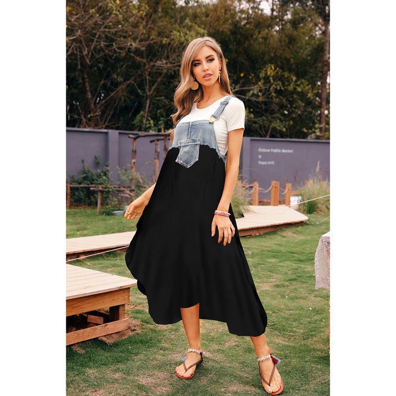 Fashion Ruffles Long Loose Large Denim Dress