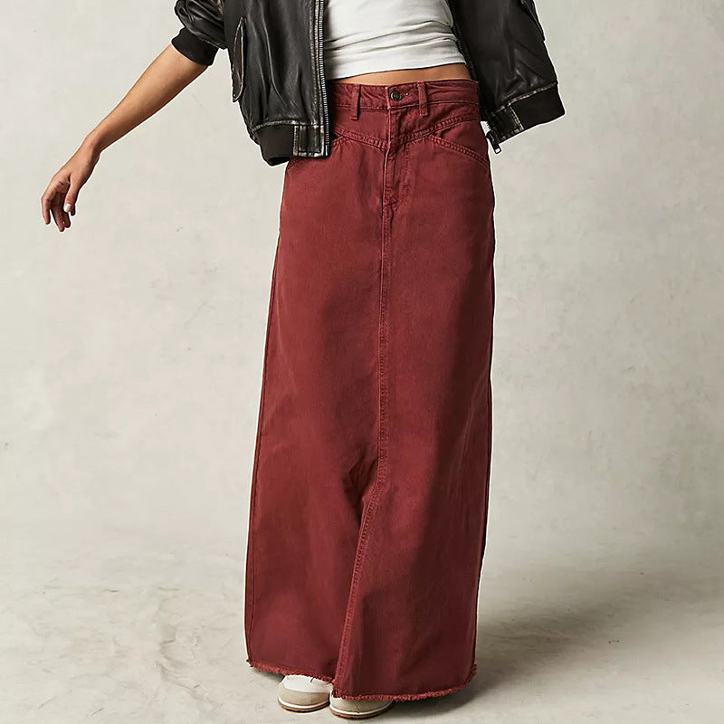 Women's Summer Loose Straight Casual Denim Skirt