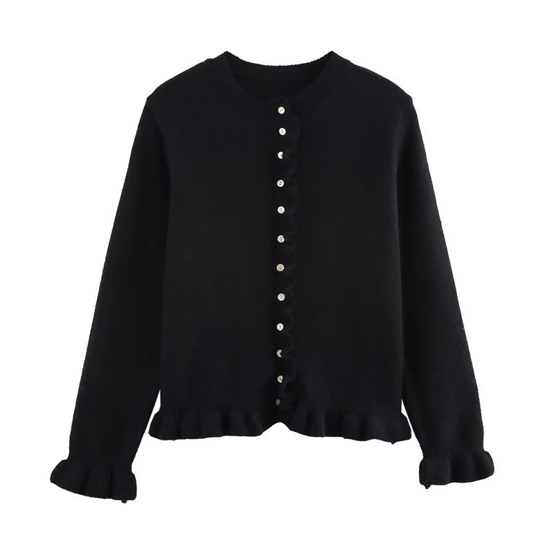 Autumn Temperament Crew Neck Simple Laminated Decoration Coats