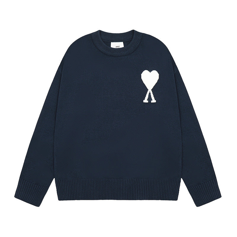 Round Neck Small Love Fashion Female Couple Loose Long Women's Sweater