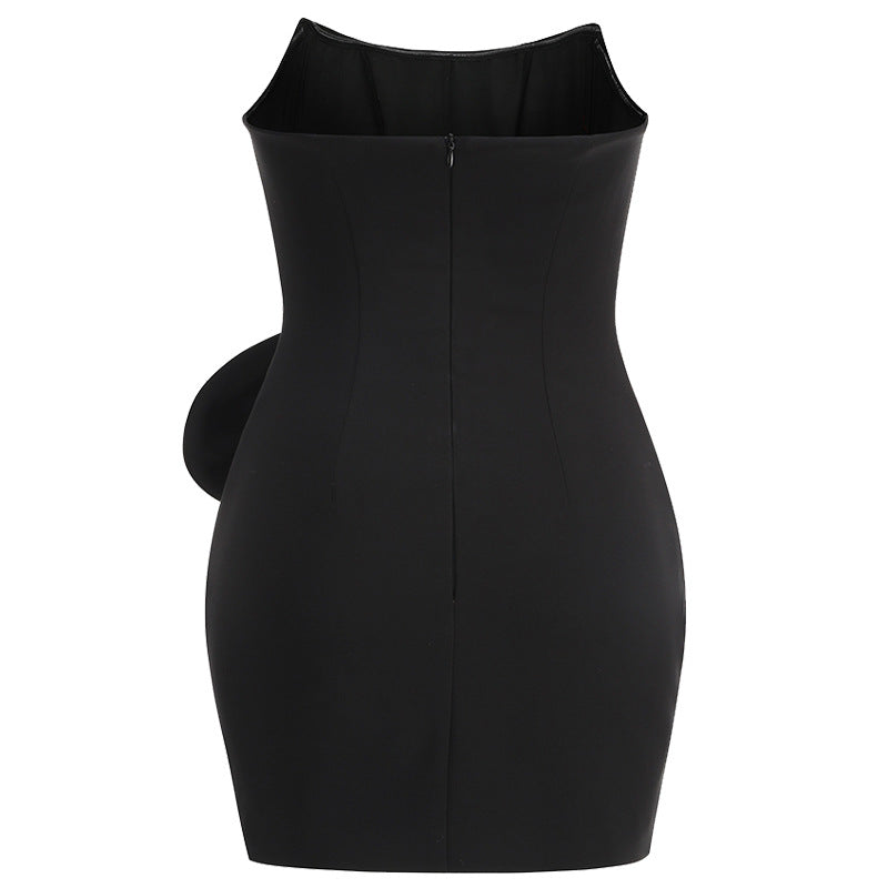 Fashion Sexy Slim Fit Temperament Design Solid Color Dress