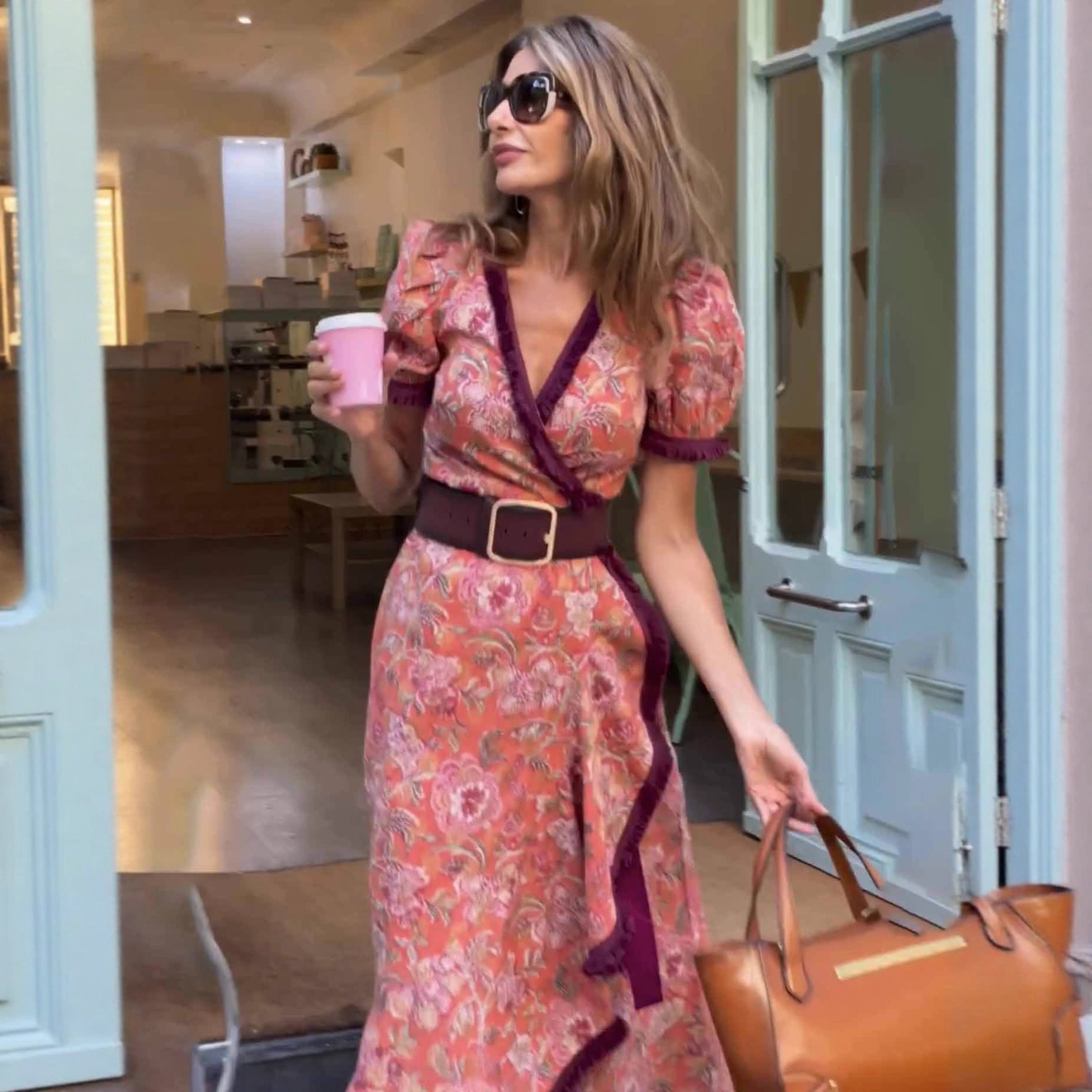 Bohemian Elegant Holiday Floral Print Long Dress