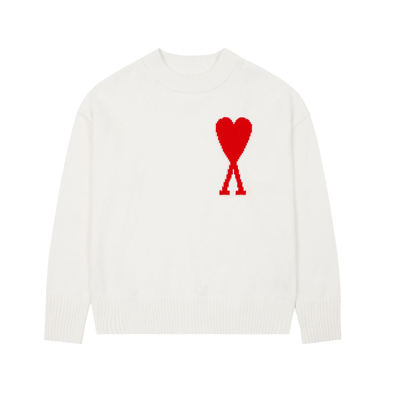 Round Neck Small Love Fashion Female Couple Loose Long Women's Sweater