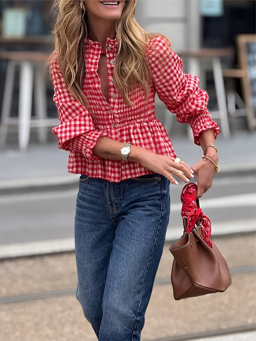 Classy Attractive Women's Fashion Casual Plaid Tops