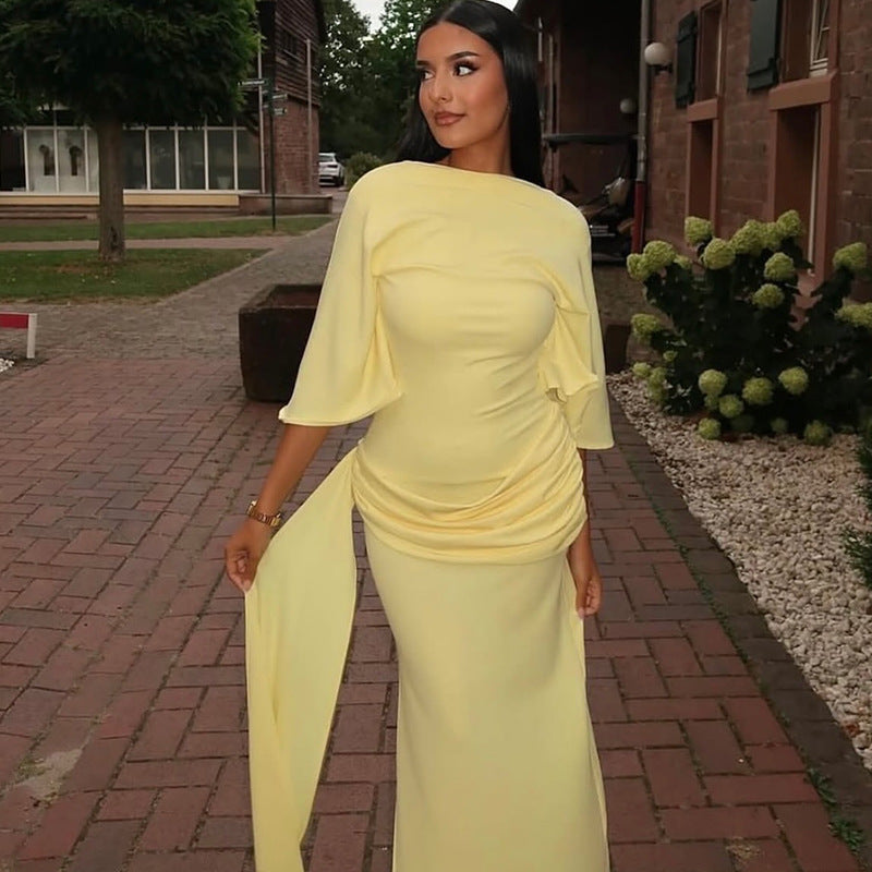 Women's Backless Sexy Pleated Loose Hip Split Long Skirts