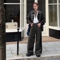 Women's & Men's Leopard Print Washed Distressed Straight Loose High Street Pants