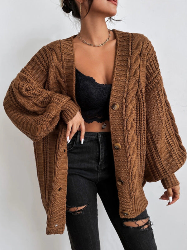Women's Style Fashion Loose Twist Lantern Sleeve Coats