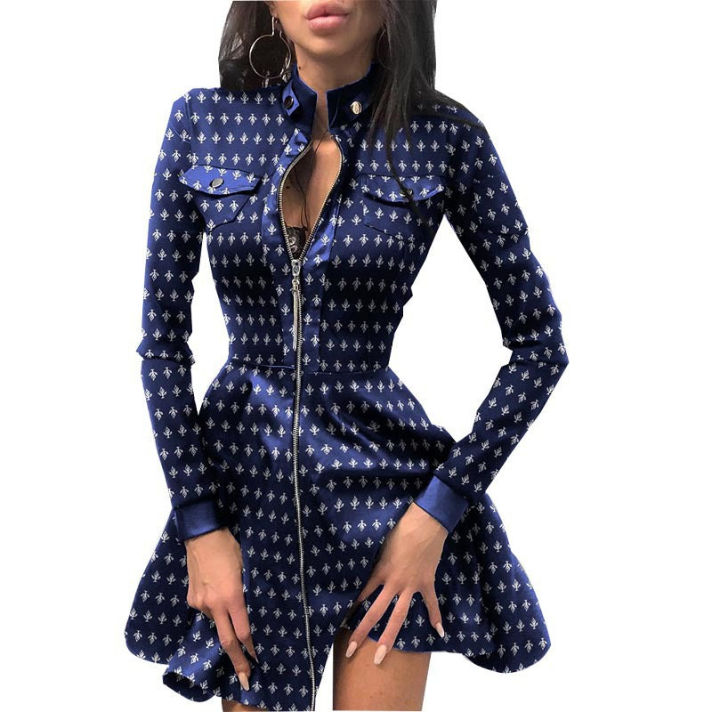 Comfortable Women's Fashion Leather Stitching Waist Dress